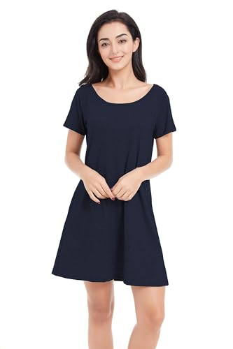 Image of Alaster Women's Casual Summer T Shirt Dress Loose Short Sleeve Tunic Dress with Pocket for Women