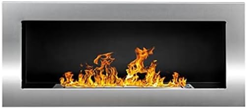 Bio Ethanol Fire BioFire Fireplace Modern 900 x 400 Stainless Steel Wall - Mounted Alcohol Fireplace