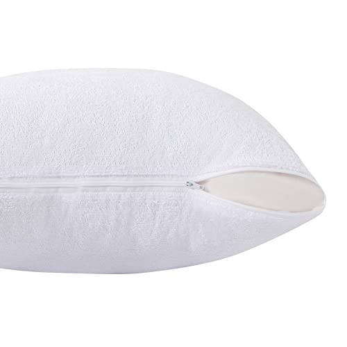 Kingnex 1800008-20 Waterproof Feather Proof Pillow Protectors 20X20 With Zipper Pack Of 2 Soft Bamboo Viscose Terry Zippered Square Pillow Covers For Throw thumb #3