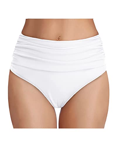 Image of Tempt Me Women's High Waisted Bikini Bottom Tummy Control Ruched Bathing Suit Swim Bottom