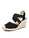 Womens Espadrille Wedge Sandals - Soft Closed Toe, Cross-Strap Slip-Ons with Pillow-Soft Comfort - Fashionable Casual Outdoor Shoes for All-Day Wear - Breathable Fabric Upper, Trendy Wedge Design TDL2D (Black, Adult, Women, 6, Numeric, US Footwear Size System, Medium)