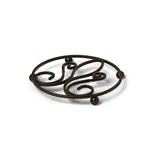 Spectrum Diversified Patrice Trivet, Heat-Resistant Steel Dining Table Protector, Classic Metal Trivet for Kitchen Table, Holds Hot Pots & Cast Iron Cookware, Fleur de Lis Kitchen Decor