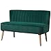 Produktbild HOMCOM 2-Sitzer Stoffsofa Polstersofa Doppelsofa Sitzmöbel Loungesofa Holz Samtartiges Polyster Schaumstoff Dunkelgrün 117 x 56,5 x 77 cm