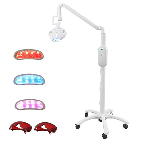 KVTUYC Máquina Profesional de blanqueamiento Dental, Dispositivo de Suelo de 3 Colores, 8 Luces LED Azul fría, Acelerador de blanqueamiento Dental móvil, para clínicas dentales y Salones de Belleza.