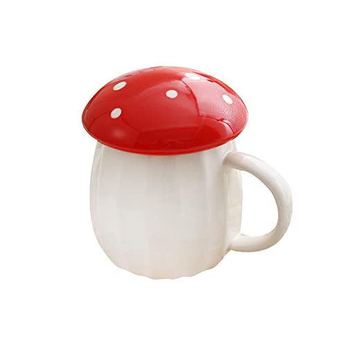 Pleayietoopiatiey Tasse en forme de champignon avec couvercle Cadeau durable pour jus d'orange Boisson Petit déjeuner Rouge 12 x 8,5 x 8,2 cm