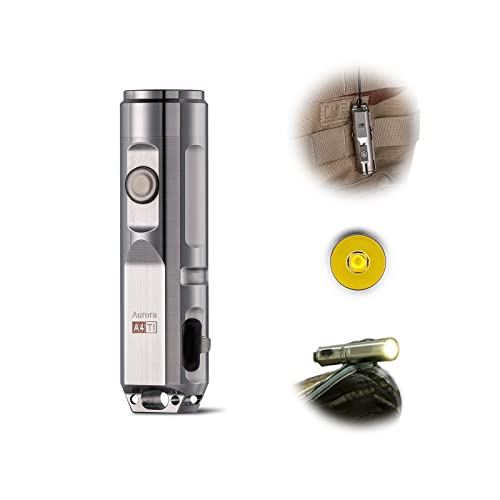 RovyVon Aurora A4x PRO Cool White Titanium Keychain Flashlight Rechargeable Super Bright Rovyvon Mini Flashlight High Lumens, Durable, Ideal Gifts for dad, Family or Friends
