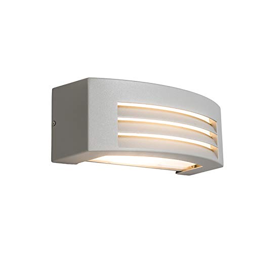 Qazqa - Outdoor Modern Wall Lamp I Wall Light Light Gray IP44 - Hurricane 1 Garden- - Modern - Suitable for LED E27 | 1 Light - Aluminium Outdoor wall Light - Suitable for