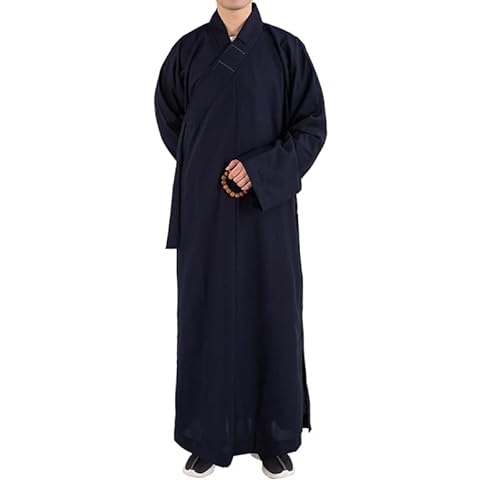 Yiustldd Robe Bouddhiste De Shaolin Moine Shaolin, Robe De Méditation De Robe Moine Bouddhiste Robe Longue Robe De Robe Bouddhiste Zen pour Adultes pour Adultes,Bleu,45
