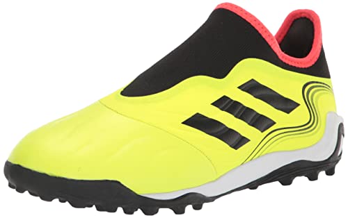 adidas Tênis de futebol unissex para grama sintética Copa Sense.3, Team Solar Amarelo/Preto/Vermelho Solar (Sem fecho), 4.5 Women/13 Men