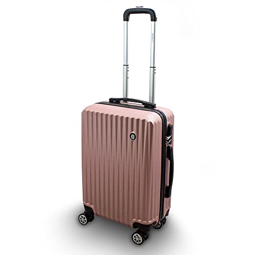Lacestone Barut Trolley Hartschalen Handgepäck Reisekoffer Koffer Hartschalenkoffer Hardcase Größe M - Modell General (Rosegold)