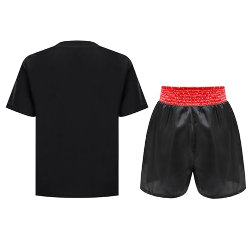 Yruioon - Ropa de Boxeo para Niños, Conjunto de Entrenamiento para Niños con Pantalones Cortos Muay Thai y Kickboxing + Camiseta, Deporte de Combate MMA, Boxeo de Patadas, 158/164 cm - imagen 2