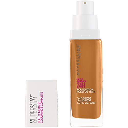 Maybelline New York Super Stay Full Coverage Liquid Foundation Makeup, 340 Cappuccino, 1 Fl Oz
