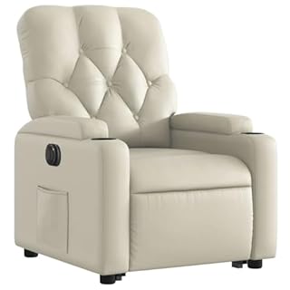Mimdixy Canapé-lit, fauteuil de relaxation électrique, en cuir synthétique, crème