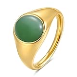 YeGieonr Gold Signet Rings for Women Non Tarnish Stackable Gold Ring, Waterproof Gemstone Statement Stainless Steel Jewelry Gift