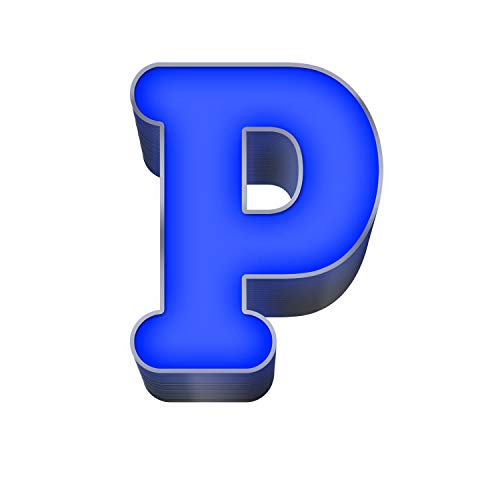 letra luminosa LED de acero y plexiglás Azul, 50 cm de altura Font 1 para Colgar en casa, Salón, entrada escrita decorativa O de tiendas oficinas Locales letras números alfabeto