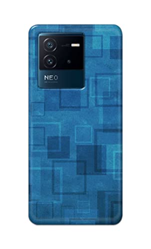 Image of Printed Hard Back Cover Case for Vivo iQOO Neo 6 5G Back Cover (Plain Azure Blue) -702