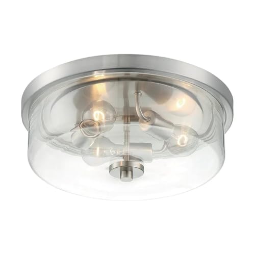 Image of Nuvo 60 /7169 Sommerset 3-Light Flush Mount Fixture with Clear Glass - Brushed Nickel Finish