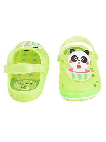 Image of Yellow Bee Panda in Watermelon LED Clogs for Boys, Green