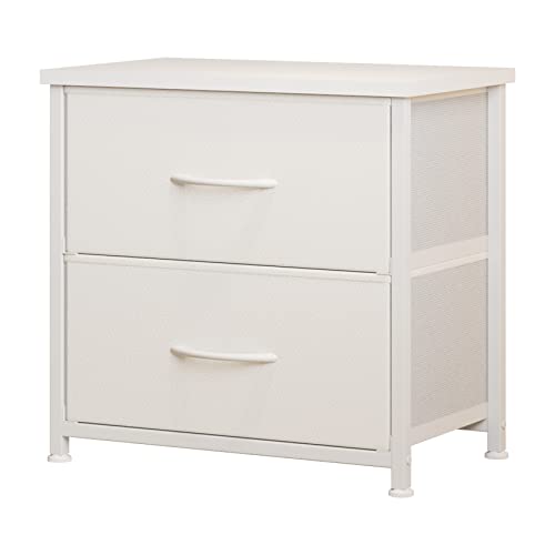 Lumtok White Nightstand With Drawer, 2 Drawers Dresser For Bedroom, Small Night Stand And Dressers Sets With 2 Fabric Drawers, End Table With Drawer For Living Room (2Pcs) #TOP7