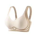 BH Damen Ohne Bügel Seamless Bra Push Up-BH Starker Halt Nahtlose Bequem Klassische Bustier Verstellbar Unterwäsche Komfort Vollschalen Solid Color Büstenhalter Für Alltag Kleidung