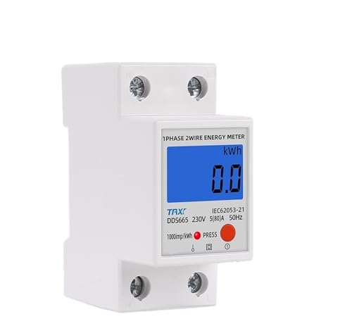 Din Rail LCD Digital Backlight Single Phase Energy Meter kWh Power Consumption Meter Wattmeter Electronic AC 220V 120V 80A Reset(120VAC)