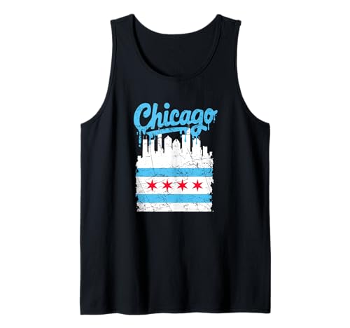 Drapeau de Chicago Vintage Drip Distressed USA City Pride Débardeur