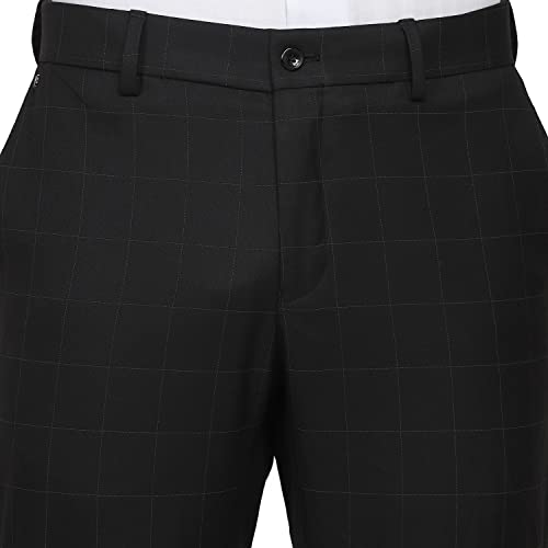 Image of blackberrys Checks Polyester Viscose Slim Fit Men's Work Wear Trousers