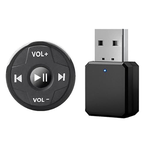 CosyCaya Receptor USB AUX para Coche BotóN Multimedia InaláMbrico Bluetooth Volante del Coche BotóN MultifuncióN Control Remoto
