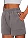 ONLYHE 2025 Womens Summer Shorts Casual Comfy Elastic Waist Shorts with Pockets Fashion Beach Lightweight Shorts Grey L