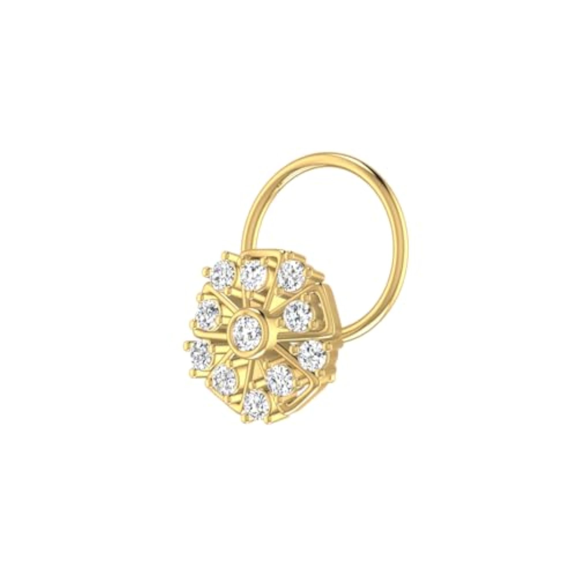 9K BIS Hallmarked Yellow Gold Stud Nosering, Classic Design