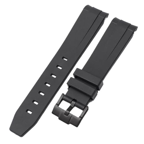 Bracelet MoonSwatch en silicone premium GUMMMY à bout incurvé noir 20mm