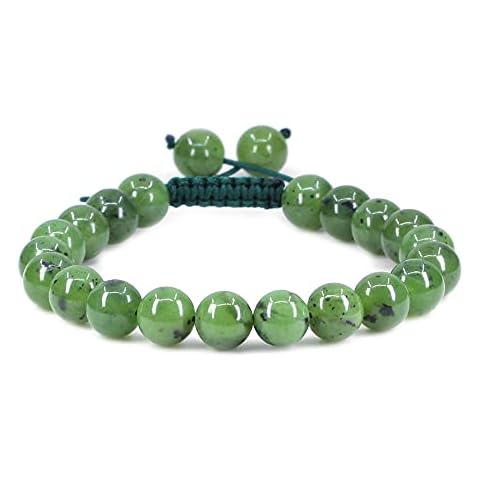 CHENYUE Natural A Grade Canadian Nephrite Jade Gemstones 8mm Round Beads Adjustable Chakra Reiki Bracelets Unisex Cover