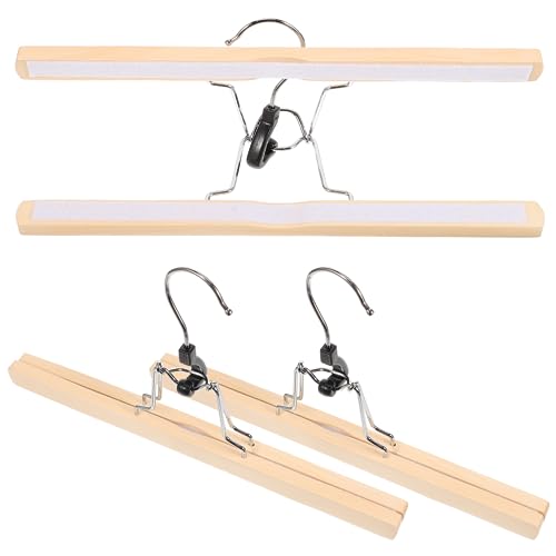 HOOTNEE 3 Pcs Skirt Hangers Coat Hangers Slack Hangers Wood Pant Hanger Pant Hangers Wooden Skirt Hanger Skirt Hanging Clips