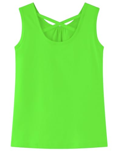 Noomelfish Girls Criss Cross Back Tank Tops Soft Jersey Cotton Sleeveless Shirts (3-12 Years)2