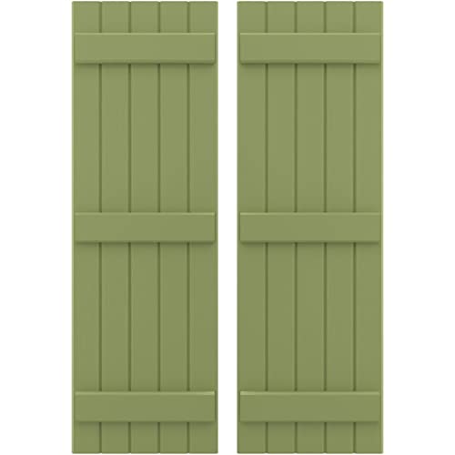 17 1/2"W x 46"H Americraft Five Board (3 Batten) Exterior Real Wood Joined Board-n-Batten Shutters (Per Pair), Moss Green