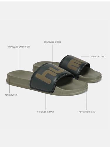 Image of hummel CHUNK MEN SLIDERS Comfortable Cushioned Sole Arch Support Durable Lightweight Flexible Trendy Style Flip flops and Slippers Slides for Men Daily use Chappal