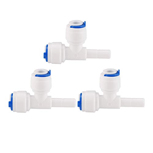 sourcing map Rápida Conexión Agua Purificador Tubo Empuje Conector Agua Manguera Junta para RO Inversa Ósmosis Sistema 3uds Tipo en T, tubo de 1/4