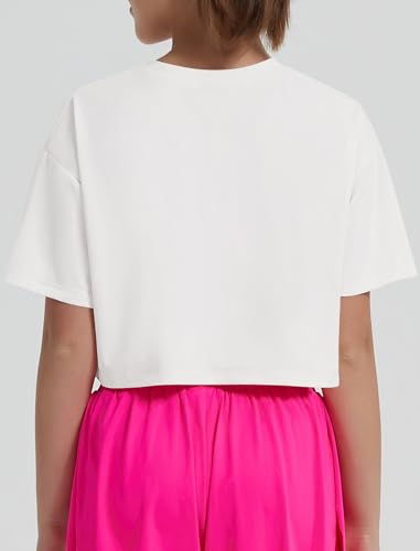 Image of EXARUS Girls Athletic Shirts Quick Dry Workout Split Back Crop Tops 6-14Y | Tween Athletic Sports Soccer Activewear Gym Running Dri Fit Teen Tennis Performance Hiking Short Sleeve Tees Kids 6-14Y