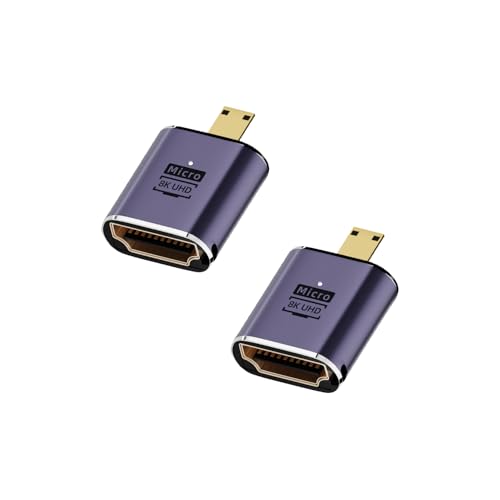 ���{�̒������ MSL FORCE Micro Mini HDMI�I�X/���X �ϊ��A�_�v�^ 8K@60Hz 4K@120Hz UHD2.1 HDCP 3D �X�g���[�g L�� U�� LED���C�g (dbk-01, 2�Z�b�g)