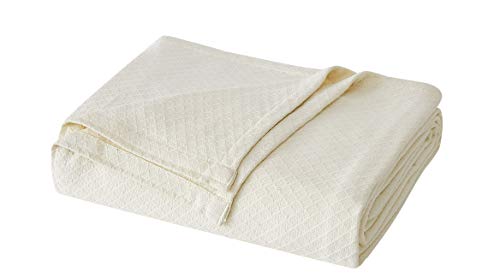 Charisma Deluxe Woven Cotton Blanket, King, Ivory #TOP21