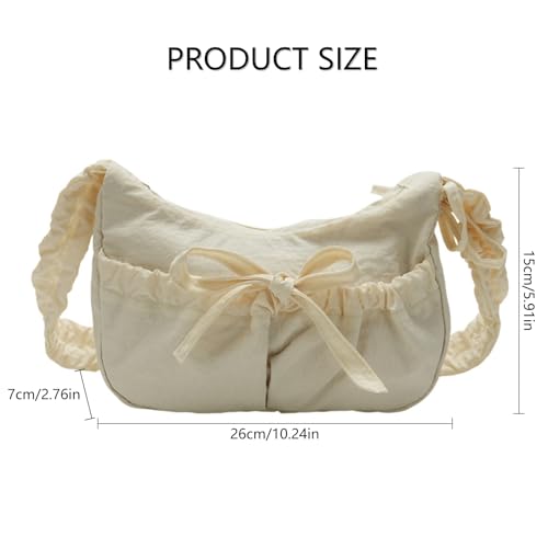 Elegant Butterfly Bows Nylon Shoulder Bag Lightweight Dumpling Purse Crossbody Purses for Women3