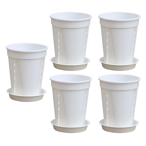 Macetas para Plantas - Macetas De 5 Piezas con Bandejas | Contenedores para Jardineras Exteriores Interiores | Macetas De Flores De con Platos De Drenaje | Garden Grow Box para Patio