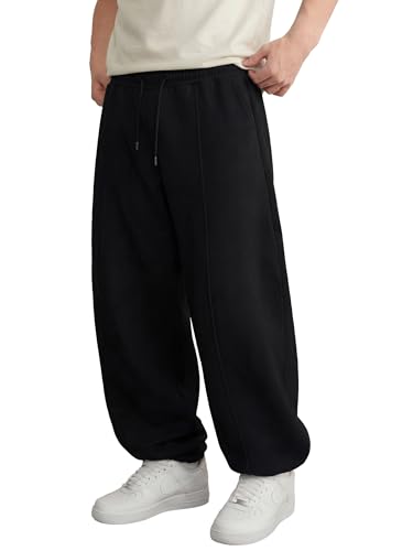 Image of Mens Baggy Sweatpants Wide Leg Casual Elastic Waist Drawstring Athletic Loose Jogger Fall Sweat Pants with Pockets