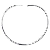 Classic Simple Plain Flat Slider Contoured Collar Curved Necklace For Women Polished.925 Silver Sterling Add Pendant 3MM