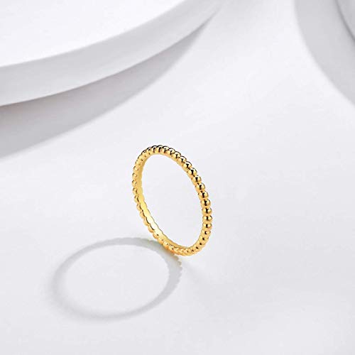 Valloey Rover 14K Gold Thin Beaded Full Bead Sterling Twisted Rope Black CZ Wedding Band Stacking Tiny Rings for Women4