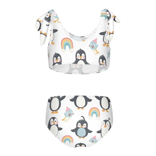 Girls' Bikini Set, Cute Happy Penguins Kids Swimsuit 2 Pcs Beach Bathing Suit2