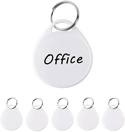 55 Pack Round Key Tags with Split Ring, Tough Plastic Key Tags 1.5 Inch White Key Tags Writable Key Identifiers Tags with 110 Pcs White Label Stickers