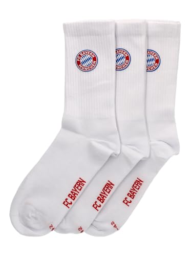 FC Bayern München Crew Socken 3er Set Weiß Größe 39-42