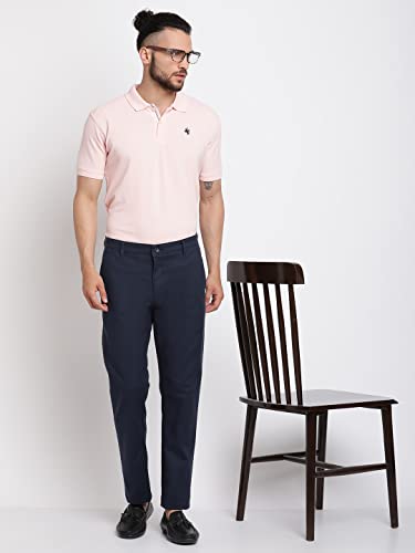 Image of Cantabil Men's Cotton Blend Solid Polo Neck T-Shirt (Regular Fit)