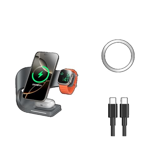 Apple Watch Pro MaxとAirPods用のMagSafeとマグネット式ブラケットを備えた4-in-1ワイヤレス充電器 (K)